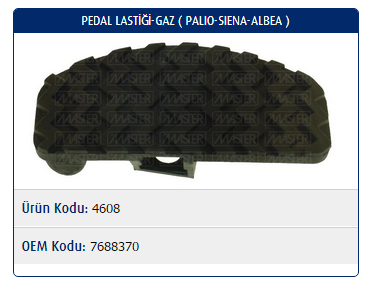 PEDAL LASTİĞİ (GAZ) FIAT PALIO / SIENA / ALBEA