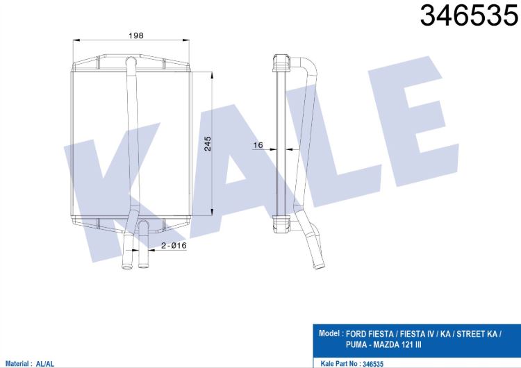 KALORİFER RADYATÖRÜ (BRAZING) FORD KA 00-08 STREET KA 02-05 PUMA 97-01