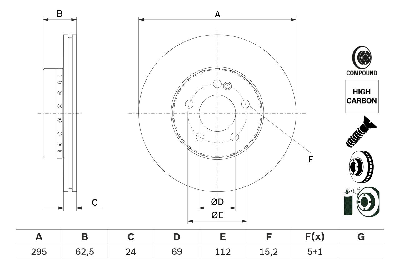 FREN DİSKİ (ÖN)(295MM) M.BENZ C-SERİSİ (W205) C160-C180-C200 18-