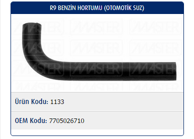 BENZİN HORTUMU (OTOMOTİK SUZ) RENAULT R11 TXE