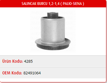 SALINCAK BURCU FIAT PALIO 1.2-1.4 / SIENA 1.2-1.4