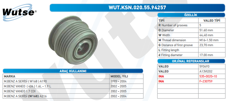 ALTERNATÖR KASNAĞI (VALEO TİPİ) M.BENZ A SERİSİ A190