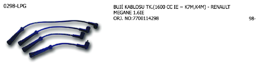 BUJİ KABLOSU TK. RENAULT MEGANE