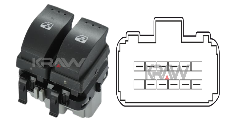 CAM ANAHTARI (SOL)(GRİ)(10 FİŞLİ) RENAULT MEGANE II