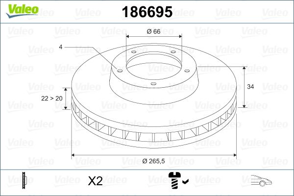 FREN DİSKİ (ÖN)(266MM) CITROEN BERLINGO 96- / C2 03- / C3 05- / C4 04- / DS3 13- / XSARA 00- / OPEL CORSA F 19- / CROSSLAND X 17- / PEUGEOT 206 00- / 207 07- / 208 12- / 301 12- / 307 05- / PARTNER 05- / PARTNER TEPEE 08-