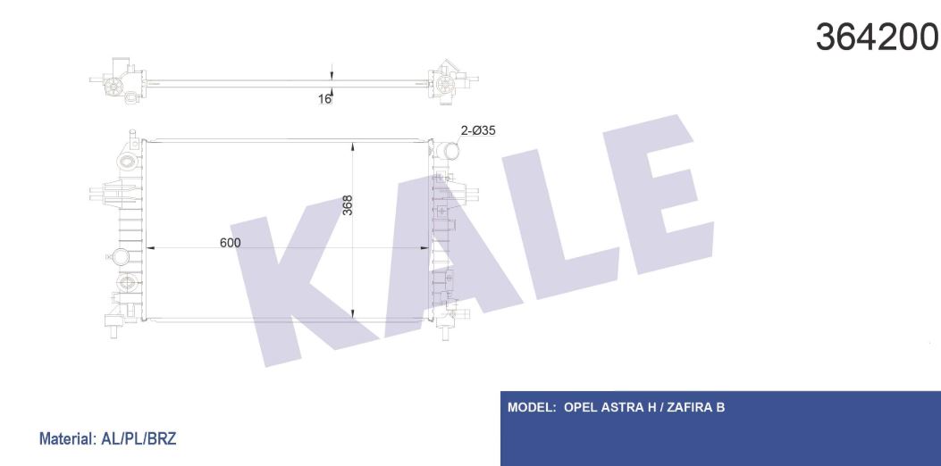 SU RADYATÖRÜ (BRAZING)(AT) OPEL ASTRA H 1.2-1.4-1.8-ZAFIRA B 1.6