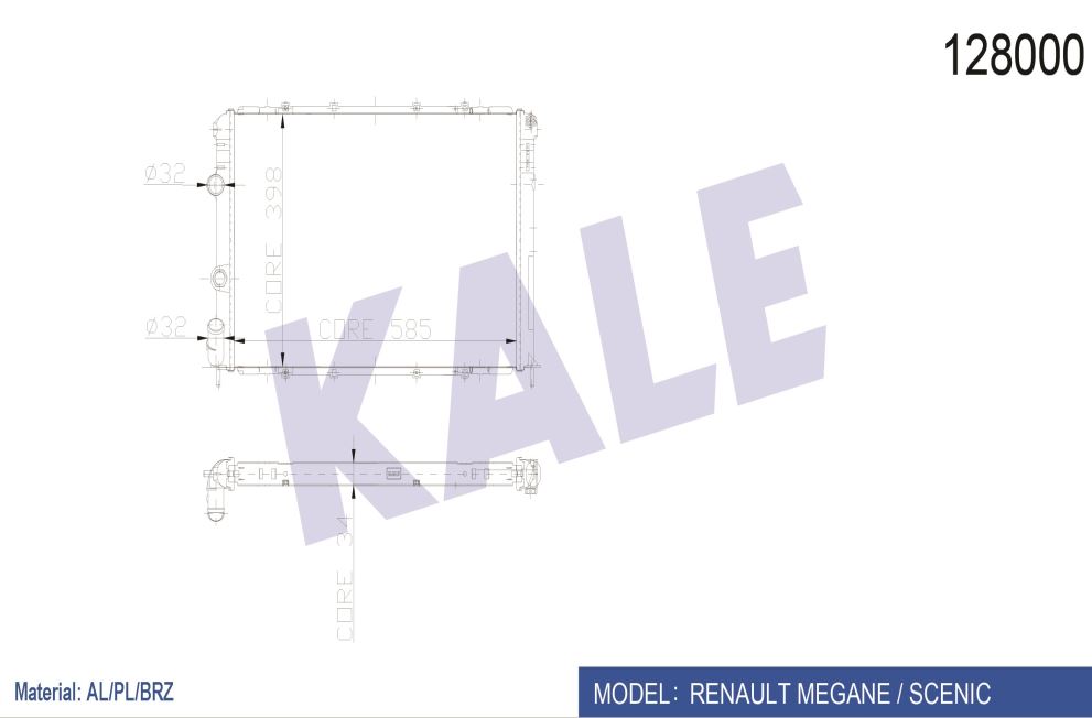 SU RADYATÖRÜ (BRAZING) RENAULT MEGANE 1.9 D.TD.TDI.  1 SIRA ALB-PL SISTEM