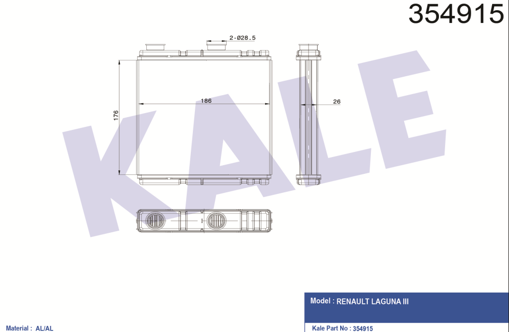 KALORİFER RADYATÖRÜ (BRAZING)(BORUSUZ) RENAULT LAGUNA III