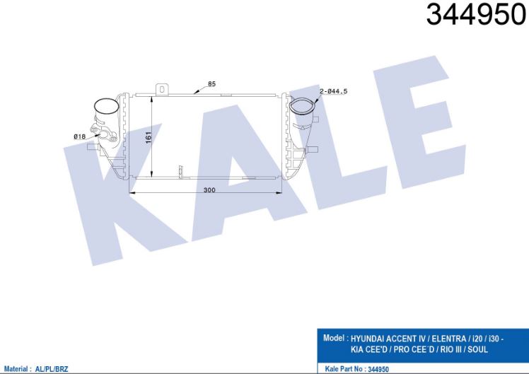 INTERCOOLER (BRAZING) HYUNDAI ACCENT BLUE 1.6CRDI (11+) I20