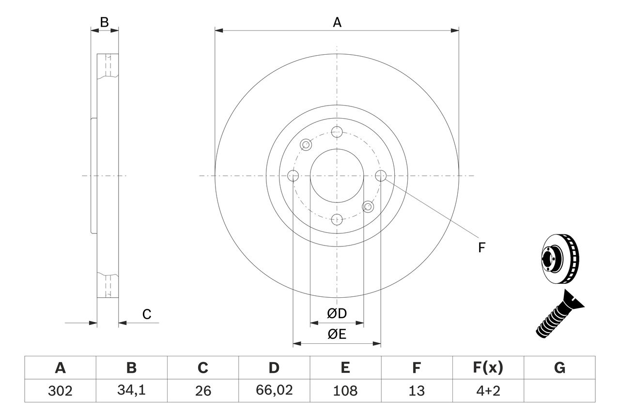 FREN DİSKİ (ÖN)(HAVALI)(302mm) CITROEN C4 III 20- / OPEL CORSA F 19- / MOKKA 20- / PEUGEOT 2008 II 19- / 208  II 19-