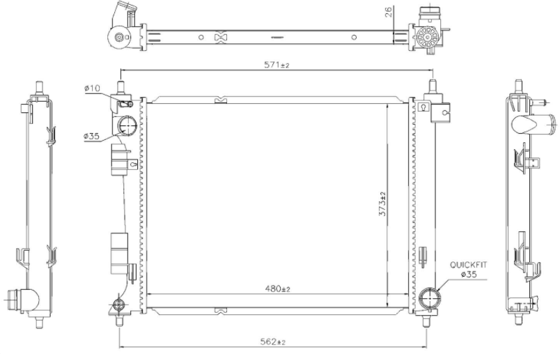 SU RADYATÖRÜ (BRAZING)(BHY913) HYUNDAİ İ20 1.0 T-GDI 2014+ (480X373X26)