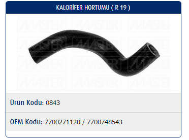 KALORİFER HORTUMU RENAULT R19