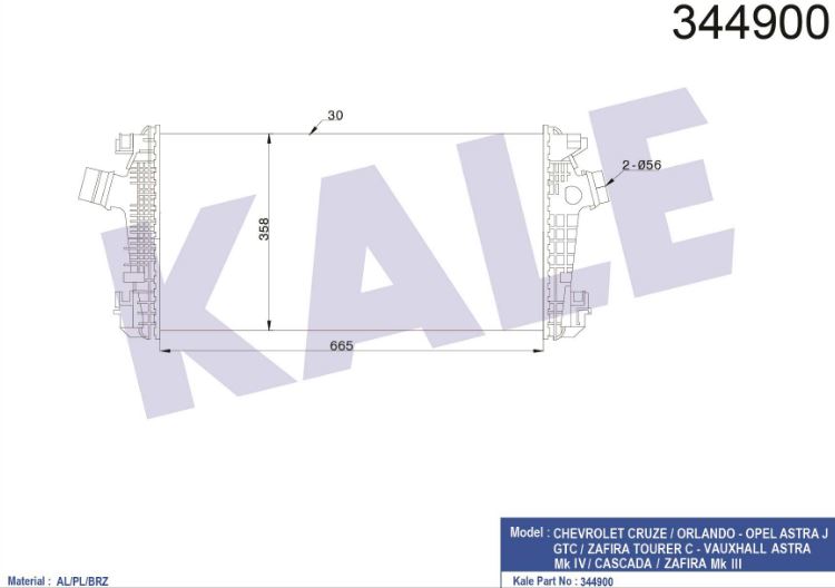 INTERCOOLER (BRAZING) OPEL ASTRA J-ASTRA J GTC-CASCADA-ZAFIR