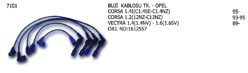 BUJİ KABLOSU TK. OPEL ASTRA 91-98 / COMBO 94-01 / CORSA 89-93 / KADETT 87-91 / VECTRA 93-95