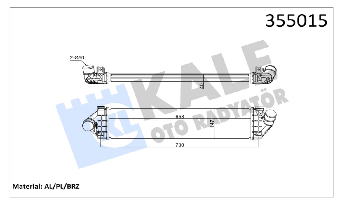 INTERCOOLER (BRAZING) FORD C-MAX / GRAND C-MAX II / FOCUS II 04-  / FOCUS III 10- / KUGA II 13- 1.6/1.8/2.0TDCI