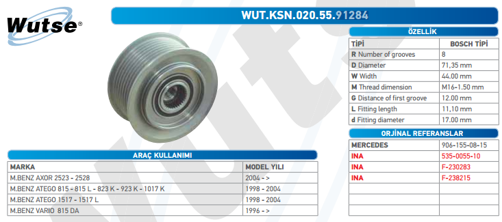 ALTERNATÖR KASNAĞI (BOSCH TİPİ) M.BENZ AXOR 2523-2528 SR