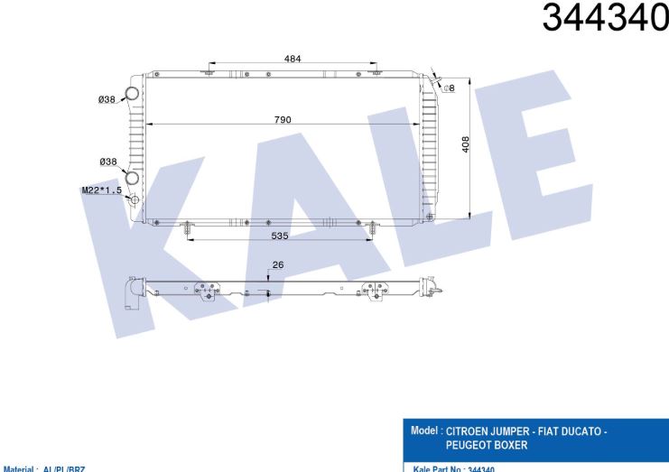 SU RADYATÖRÜ (BRAZING)(MT) PEUGEOT BOXER / JUMPER / DUCATO