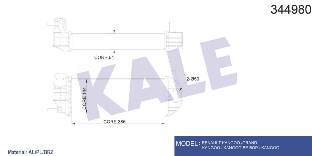 INTERCOOLER (BRAZING) RENAULT KANGOO/GRAND KANGOO