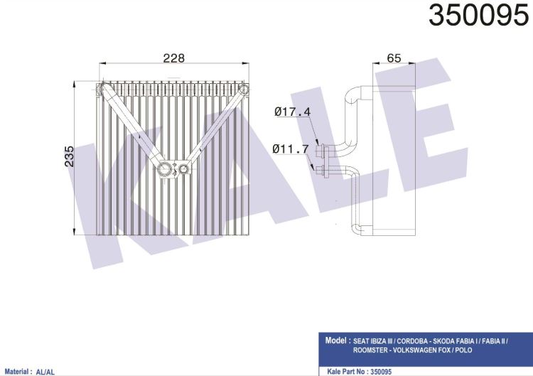 EVAPORATOR (BRAZING) AUDI A1 - SEAT IBIZA  / CORDOBA / TOLED