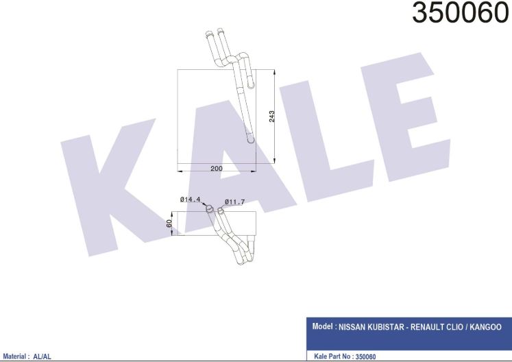 EVAPORATOR (BRAZING) RENAULT KUBISTAR - RENAULT CLIO / KANG