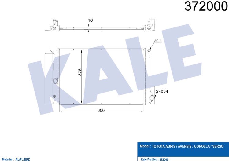 SU RADYATÖRÜ (BRAZING)(MT) TOYOTA AURIS-AVENSİS-COROLLA