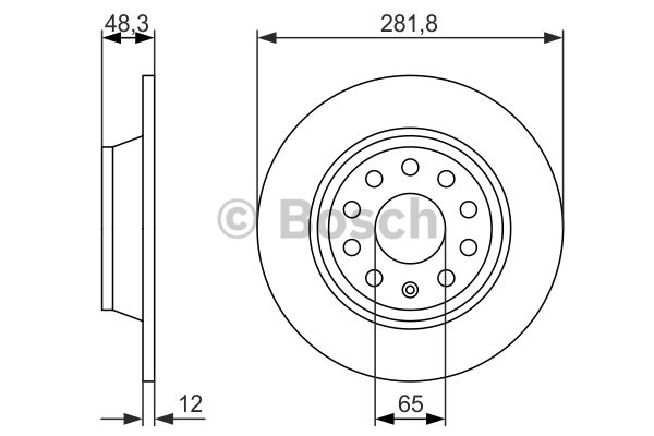 FREN DİSKİ (ARKA)(282MM) VW GOLF V 07- /  GOLF VI 09- / JETTA III 06- / PASSAT B6 05- / TIGUAN 10- / SHARAN 11- / TOURAN 03- / AUDI A3 03- / Q3 11- / SEAT ALTEA 09- / LEON 07- / TOLEDO III 06- / SKODA OCTAVIA II 05-