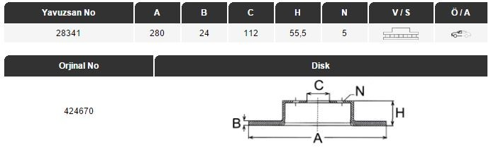 FREN DİSKİ (ÖN)(HAVALI)(280MM) PEUGEOT J9 PREMIER 07-