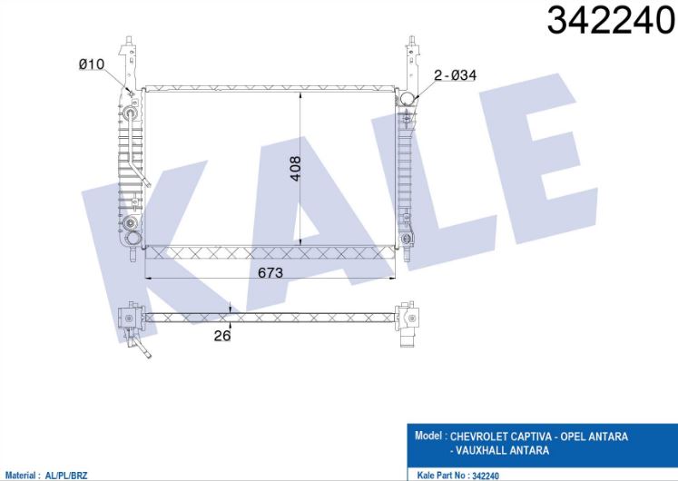 SU RADYATÖRÜ (BRAZING)(AT) CHEVROLET ANTARA / CAPTIVA 2.0 CDTI/2.0D