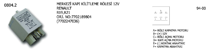 MERKEZİ KAPI KİLİTLEME RÖLESİ RENAULT R19 94-00