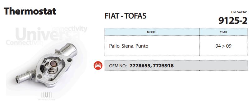 TERMOSTAT (87°C) FIAT PALIO 1.4İ / SIENA 1.4 / PUNTO 90 1.6