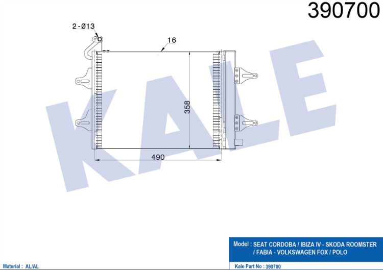 KLİMA RADYATÖRÜ (BRAZING)(KURUTUCULU) SEAT FOX-POLO-CORDOBA