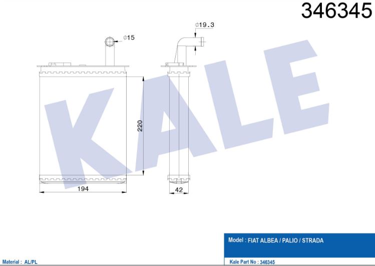 KALORİFER RADYATÖRÜ (MEKANİK)(MUSLUKLU) FIAT ALBEA-PALIO-STRADA