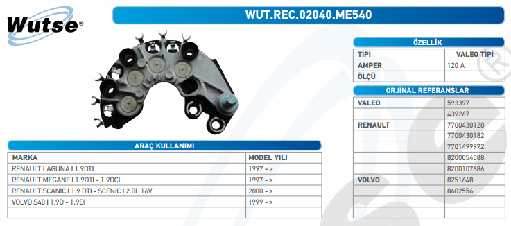 DİOT TABLASI (VALEO TİPİ) REN LAGUNA I 1.9DTI-MEGANE I 1.9