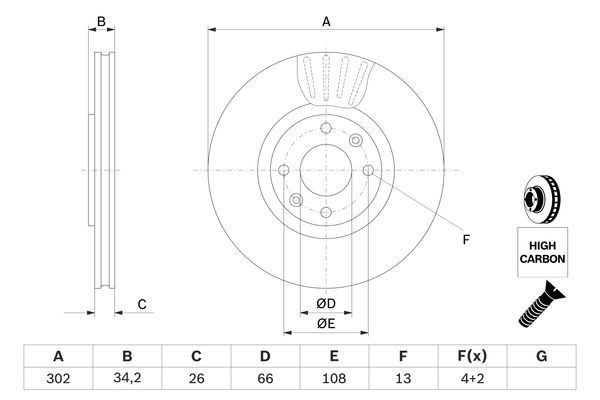 FREN DİSKİ (ÖN)(302MM) CITROEN C4 Coupe 2.0 HDi 04-10 / OPEL CORSA F CORSA-e 19- / PEUGEOT 208 II 1.5 BlueHDI 130 19- / 308 I 2.0 HDi 07-14 / 5008 2.0 HDi 09-17