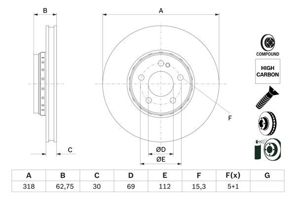 FREN DİSKİ (ÖN)(318MM) MB C-SERISI C 160 15- / C-SERISI T-Model C 220 d 4-matic 15-18