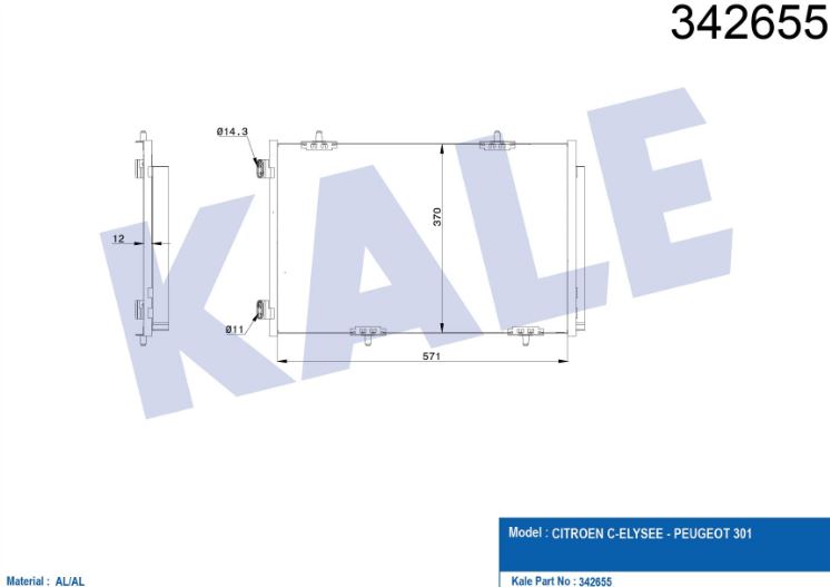 KLİMA RADYATÖRÜ (BRAZING)(KURUTUCULU) PEUGEOT 301-C ELYSEE 1.2VTİ