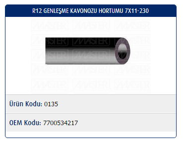 GENLEŞME ŞİŞESİ HORTUMU (Ø7X11-230) RENAULT R12