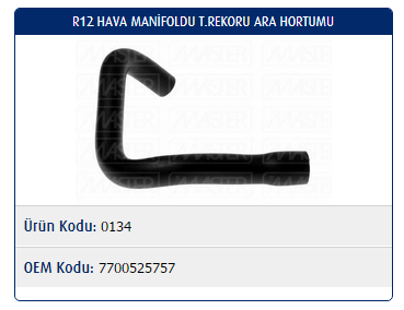 HAVA MANİFOLDU ARA HORTUMU (SİBOPLU) RENAULT R12