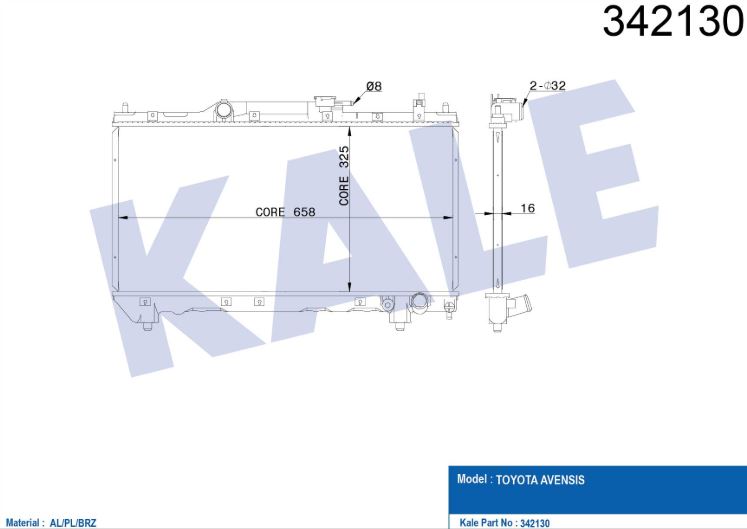 SU RADYATÖRÜ (BRAZING)(MT) TOYOTA AVENSIS LIFTBACK 2.0 (97-00)