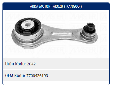 MOTOR TAKOZU RENAULT KANGOO