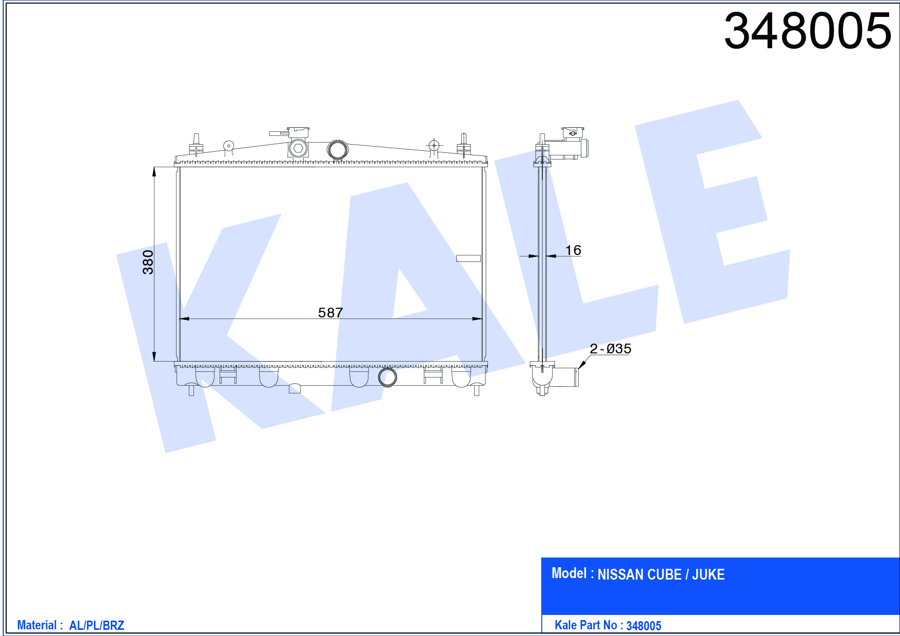 SU RADYATÖRÜ (BRAZING)(MT) NISSAN JUKE 1,6 10- (F15)