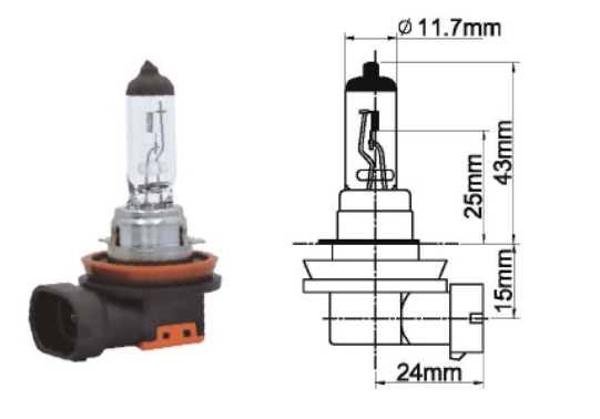 AMPUL , HALOJEN 12V. H11 55W