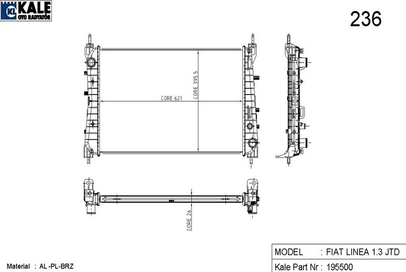 SU RADYATÖRÜ (BRAZING)(MT) LINEA 1,3 JTD (1SIRA ALB)