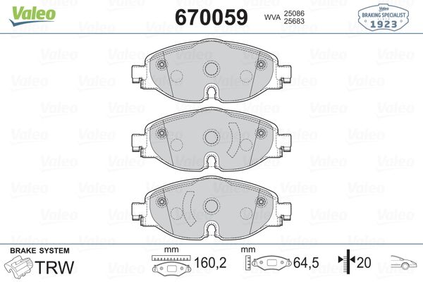 DİSK BALATA (ÖN) VW CADDY IV 2.0 TDI 15-20 / GOLF VII 1.4 TSI-1.6 TDI-2.0 GTI-2.0 TDI 12-20 / PASSAT 1.4 TSI-1.6 TDI-1.8 TSI-2.0 TDI 14- / T-ROC 1.0 TSI-1.6 TDI-2.0 TDI 18- / TIGUAN 1.4 TSI-1.6 TDI-2.0 TDI 16-