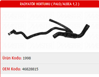 RADYATÖR ALT HORTUMU FIAT PALIO 1.2 16V 02- / ALBEA 1.2 16V 02-