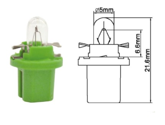 AMPUL 12V. 1,2W KÜÇÜK DİPSİZ (SOKETLİ)(T5)