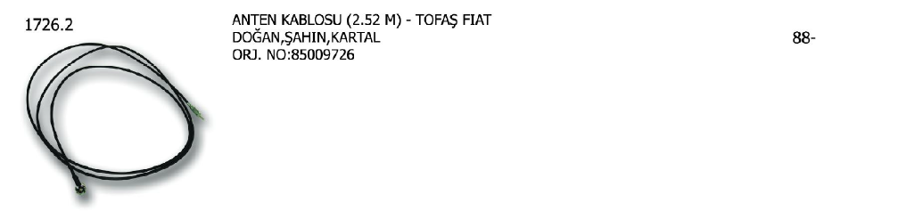 ANTEN KABLOSU 2,52M FIAT TOFAS DOGAN / KARTAL / ŞAHİN 88-