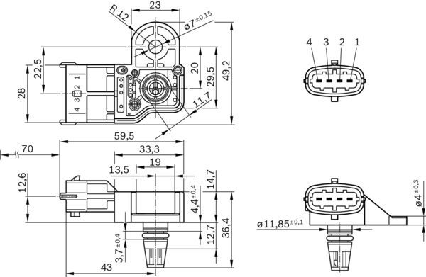 BASINÇ SENSÖRÜ (ESKİ NO:0261230042) FIAT BRAVO II 07- / DOBLO 11- / DUCATO 09- / LINEA 07- / GRANDE PUNTO 07- / OPEL ASTRA G 02- / ASTRA H 07- / ASTRA J 10- / CORSA D 07- / INSIGNIA A 08- / VECTRA C 06- / PORSCHE 911 03- / CAYENNE 12-