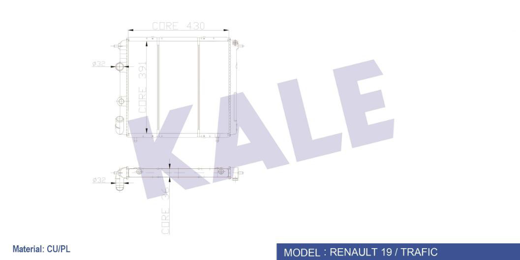 SU RADYATÖRÜ (MT) RENAULT R19 1,4 GTS İNJ. (2 SIRA CU+PL)