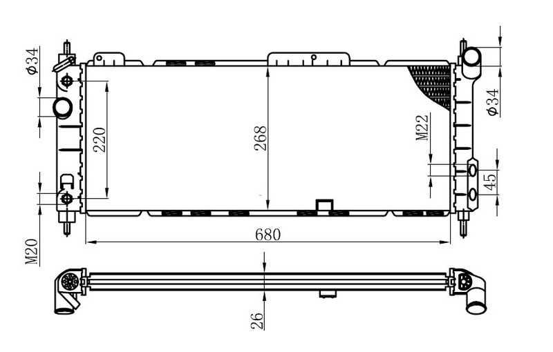 SU RADYATÖRÜ (BRAZİNG)(AT)(BOP102) OPEL COMBO/CORSA B 1.2İ/1.4İ